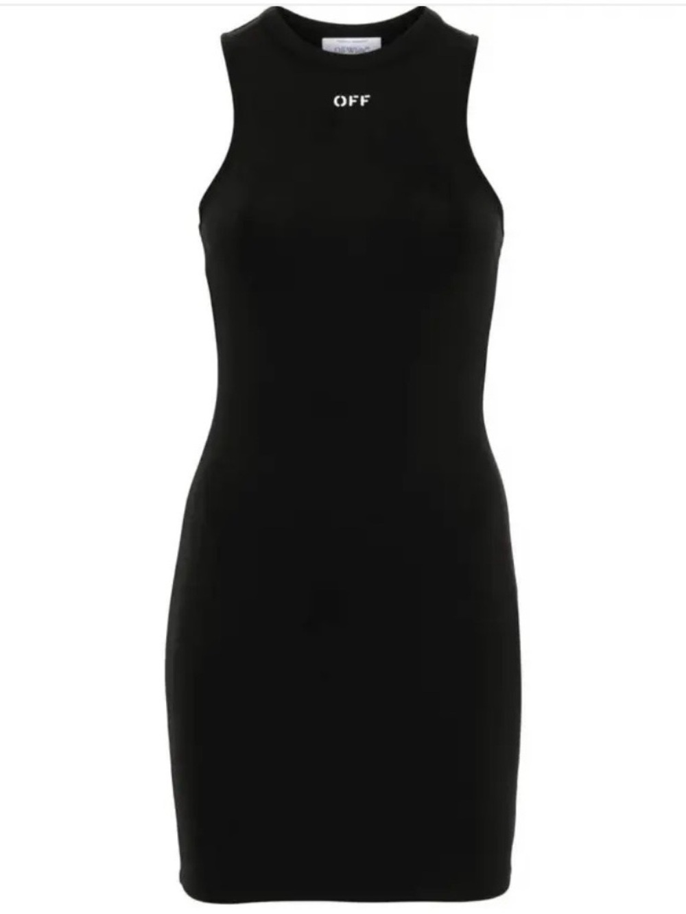 Off White Main Label Tank Dress Italian Size 42 US 6 Medium Black